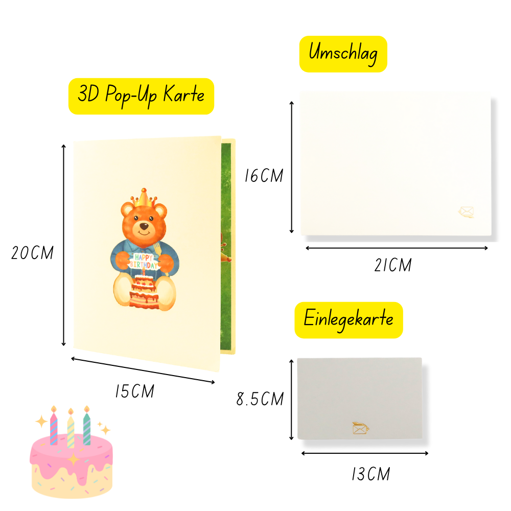 3D Pop-Up Karte Teddy Bär