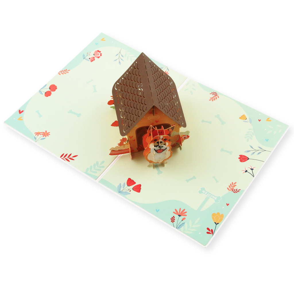 3D Pop-Up Karte Corgi Hund