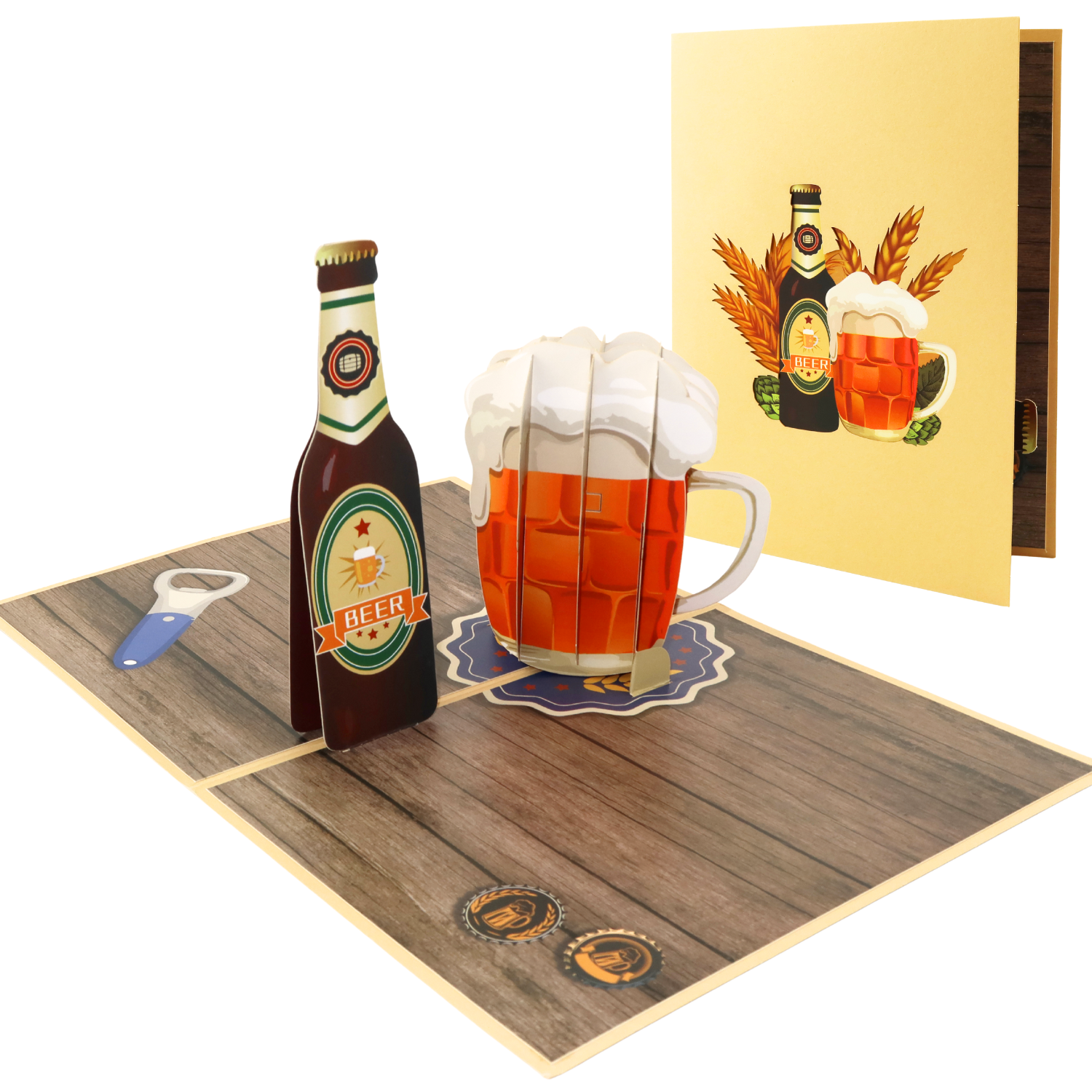 3D Pop-Up Karte Bier