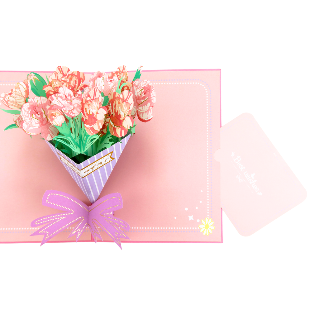3D Pop-Up Karte Blumenstrauß Nelken