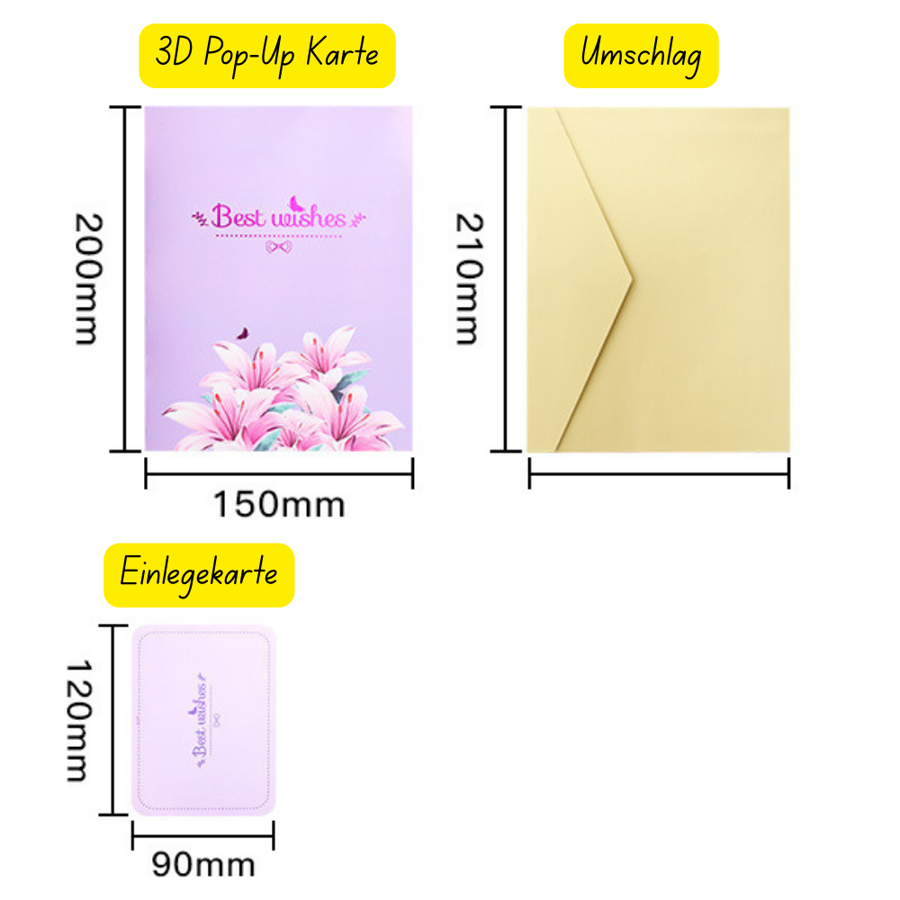 3D Pop-Up Karte Blumenstrauß Lilien