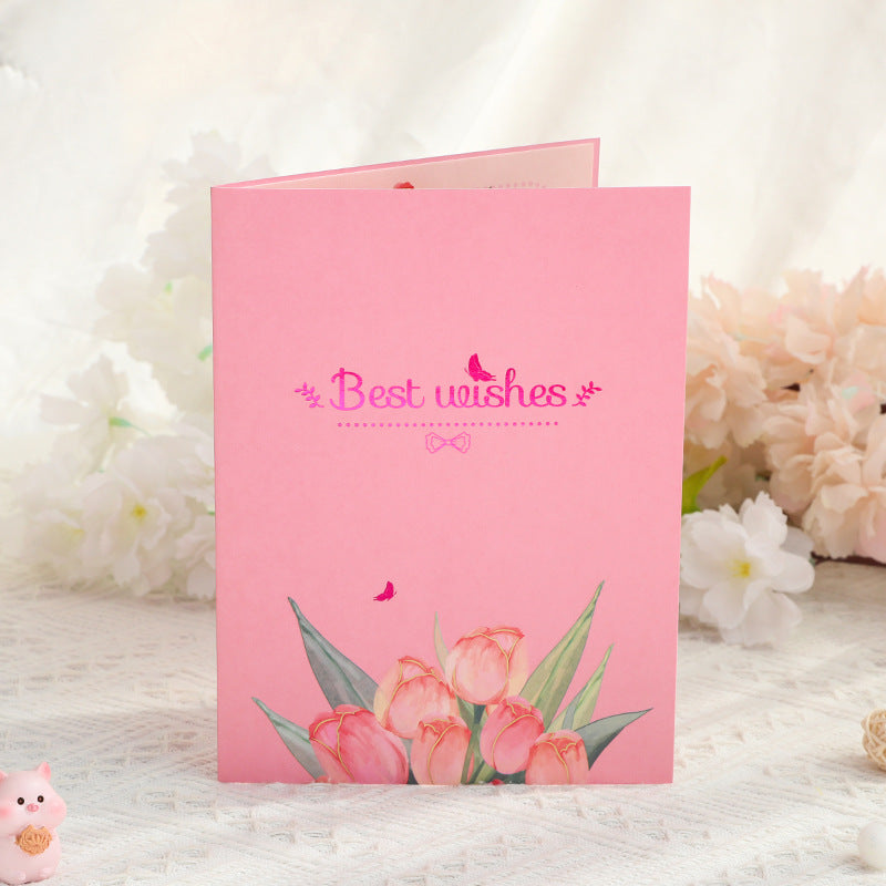 3D Pop-Up Karte Blumenstrauß Tulpen