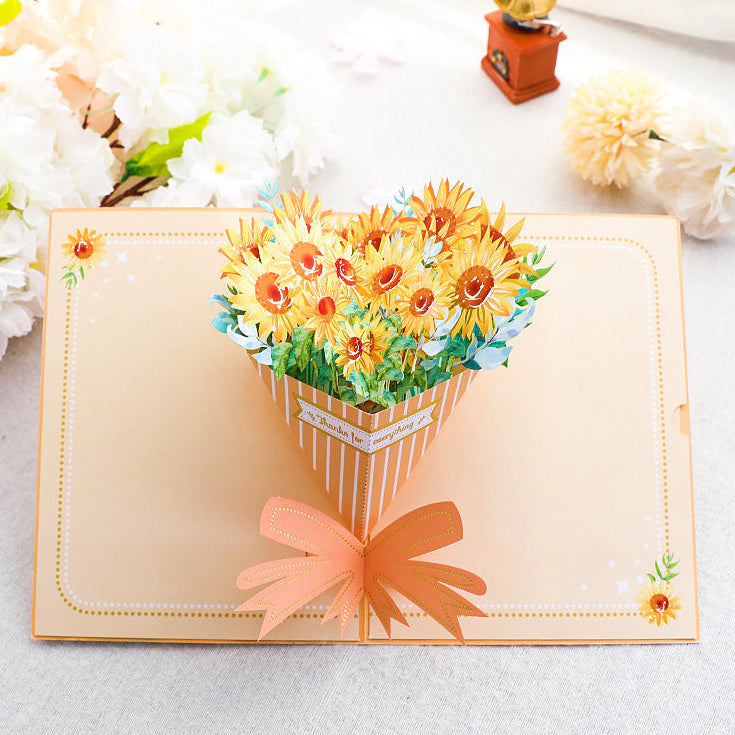 3D Pop-Up Karte Blumenstrauß Sonnenblumen
