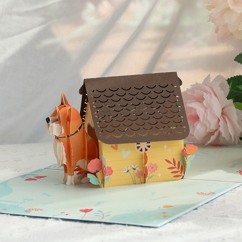 3D Pop-Up Karte Corgi Hund