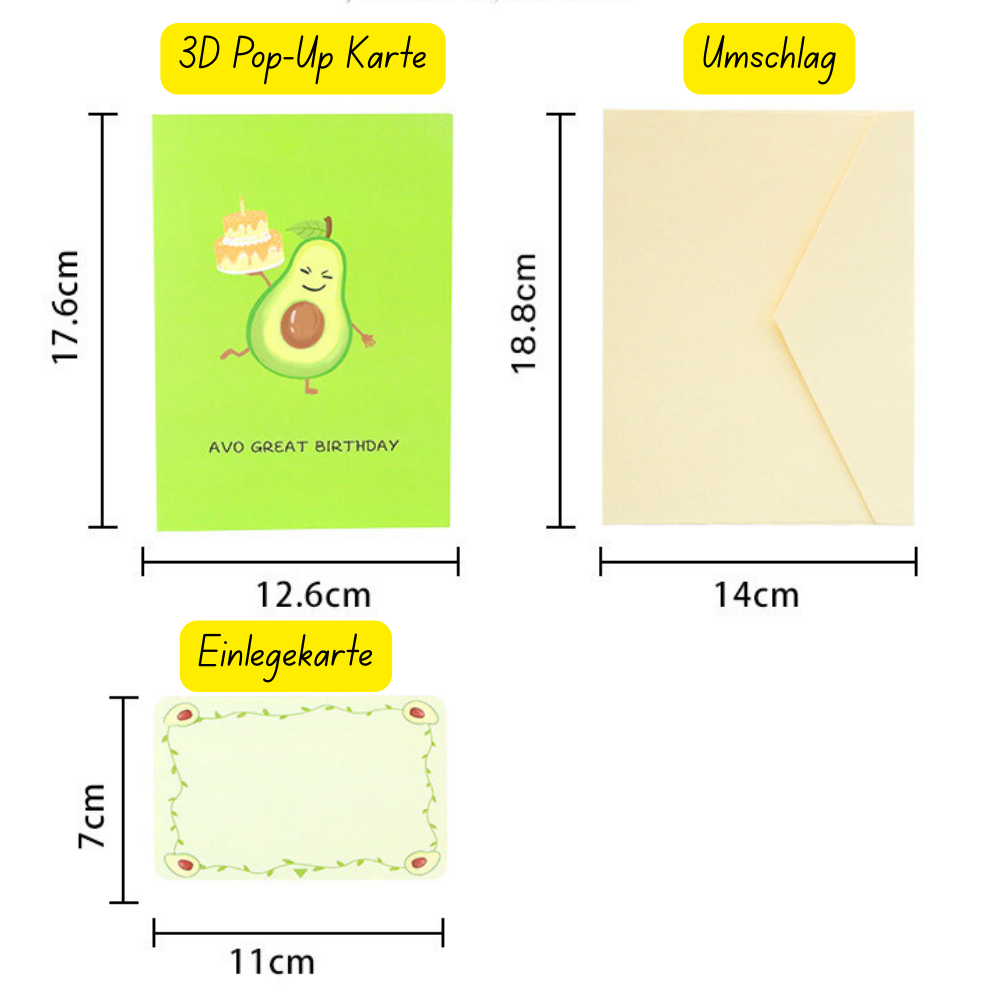 3D Pop-Up Karte Avocado