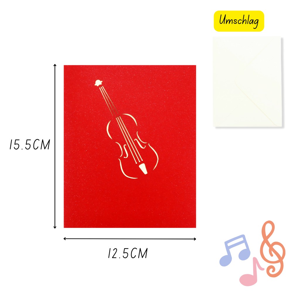 3D Pop-Up Karte Cello/Geige/Violine