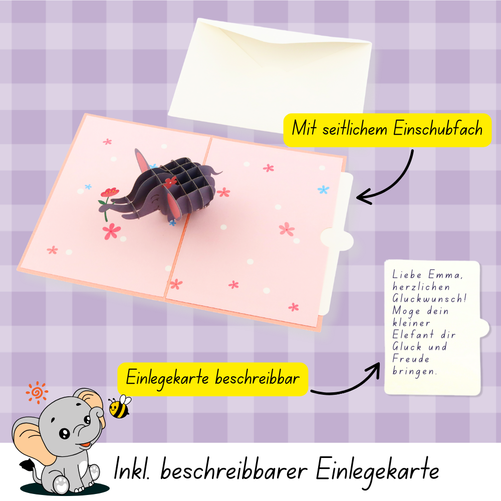 3D Pop-Up Karte Elefant