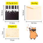 3D Pop-Up Karte Klavier Piano