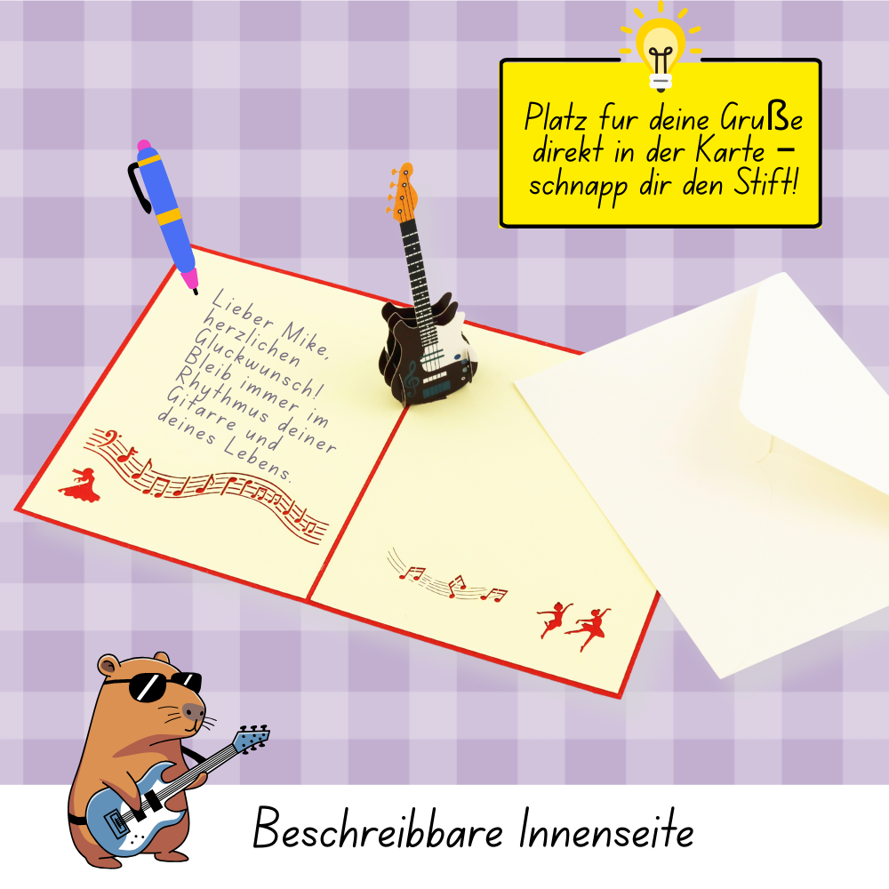 3D Pop-Up Karte E-Gitarre