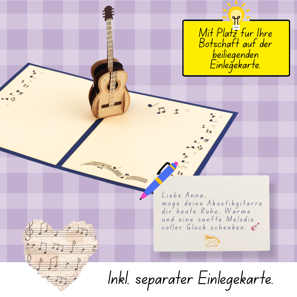 3D Pop-Up Karte Gitarre