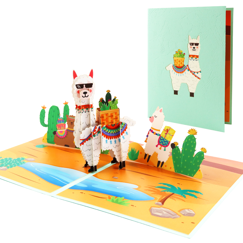 3D Pop-Up Karte Alpaka Party