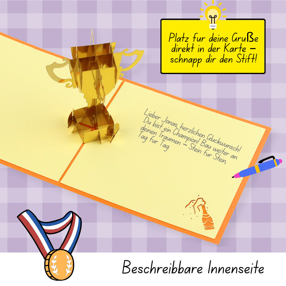 3D Pop-Up Karte Pokal