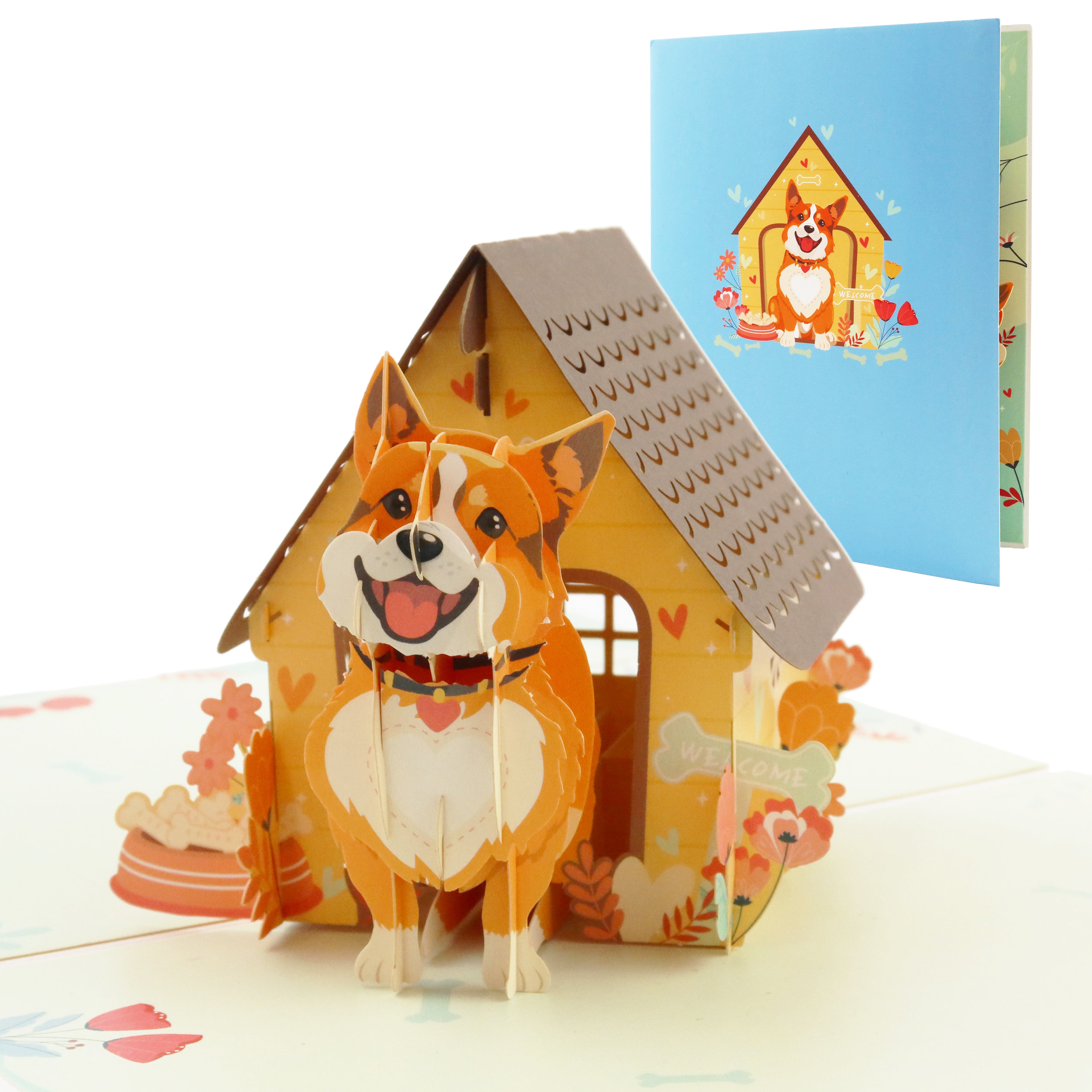 3D Pop-Up Karte Corgi Hund