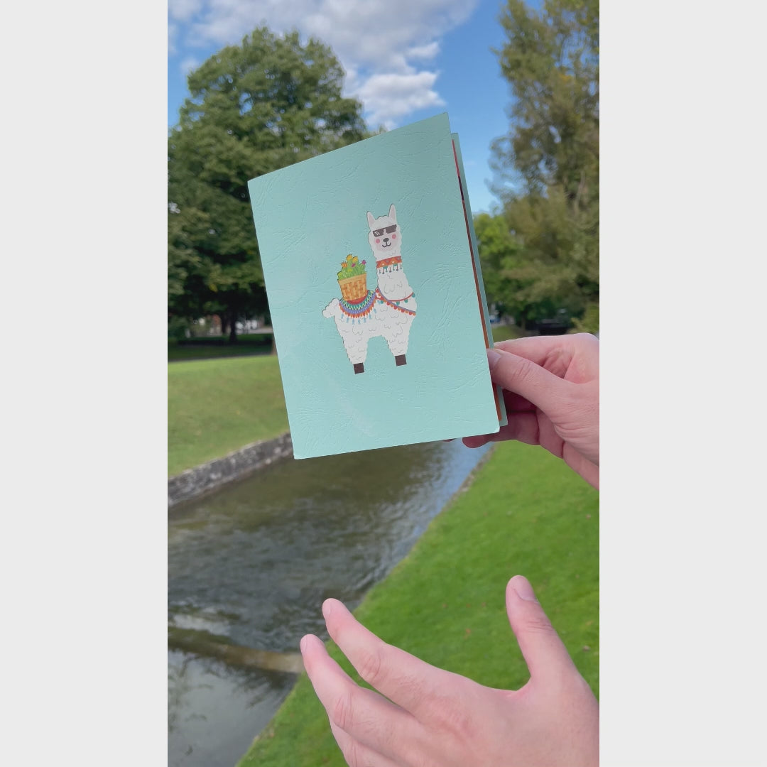 3D Pop-Up Karte Alpaka Party
