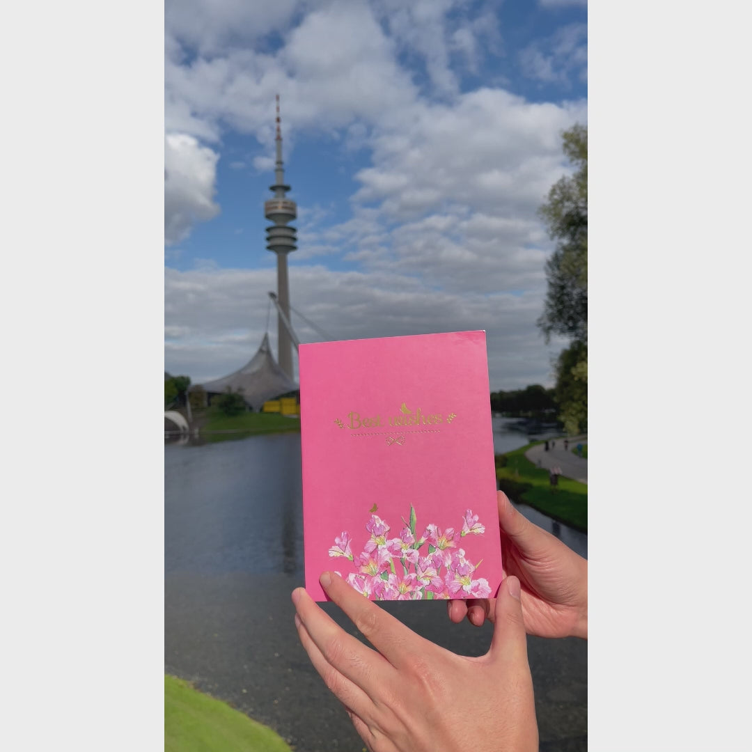 3D Pop-Up Karte Blumenstrauß Gladiolen
