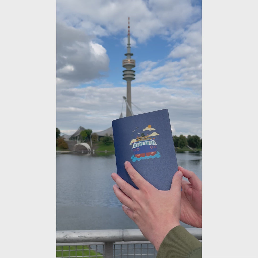 3D Pop-Up Karte Kreuzfahrtschiff