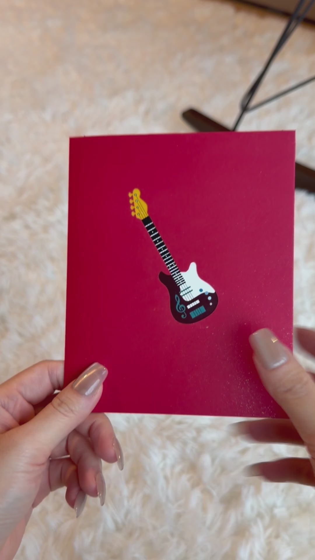 3D Pop-Up Karte E-Gitarre mit Musiknoten