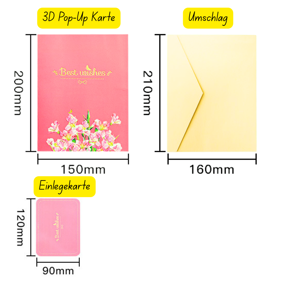 3D Pop-Up Karte Blumenstrauß Gladiolen