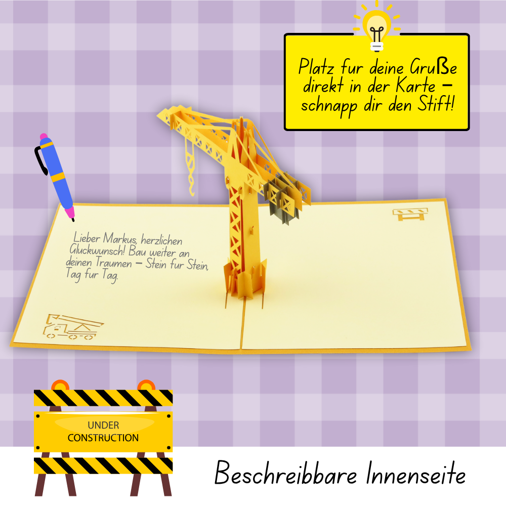 3D Pop-Up Karte Kran